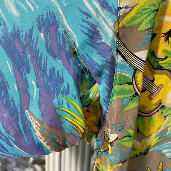 Anne Pinkerton surfer print silk vintage shirt women’s M - Picture 7 of 13